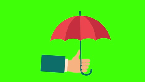 animation of a hand with an umbrella icon on a green screen