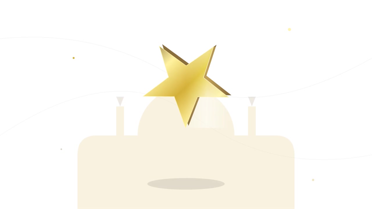 Golden Star Floating Above Abstract Background