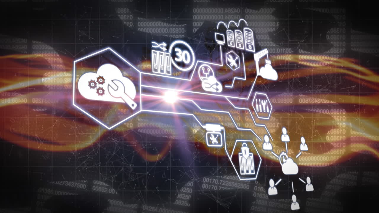 animación de iconos digitales sobre la cadena de seguridad en línea