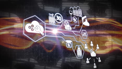 animación de iconos digitales sobre la cadena de seguridad en línea