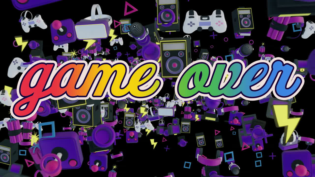 게임 문자 위에 게임 아이콘의 애니메이션