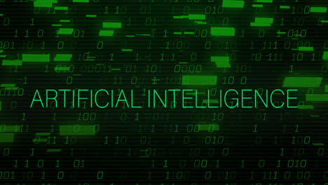 animation of artificial intelligence text over data processing