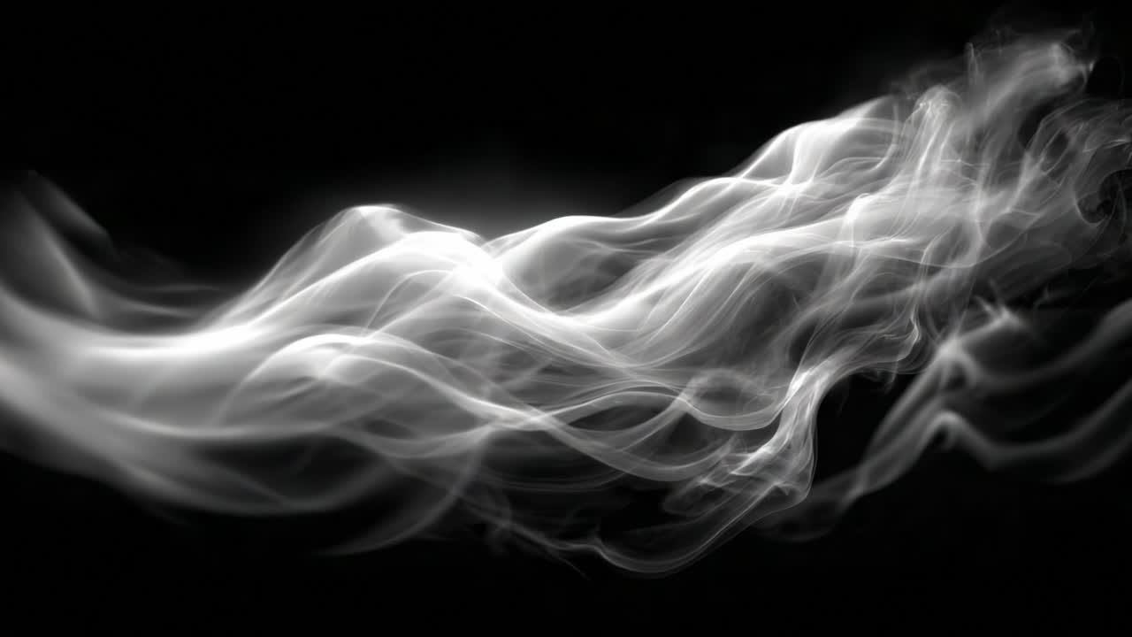 Ethereal Swirls of Smoke Dancing Through the Air on a Dark Background, Creating an Enigmatic and Captivating Visual Experience of Movement and Fluidity