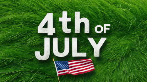 4th of july celebration with american flag on green grass