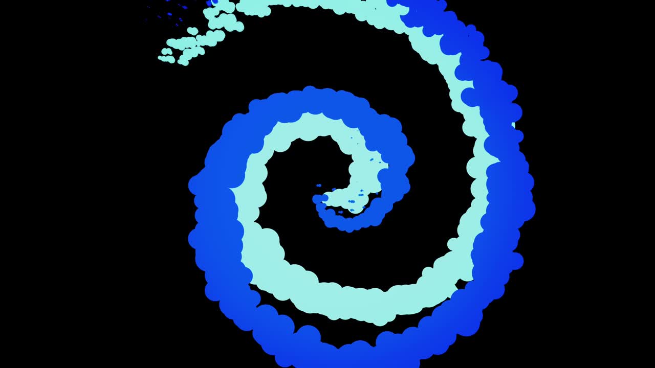 검은색 바탕에 여러 개의 회전하는 넓은 거품 줄무의 끝없는 회전 나선형, 이없는 루프, 애니메이션, 다채로운 회전 토네이도.