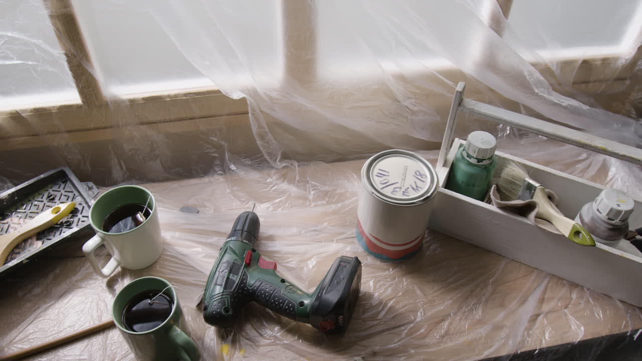 DIY Home Painting with Coffee and Tools