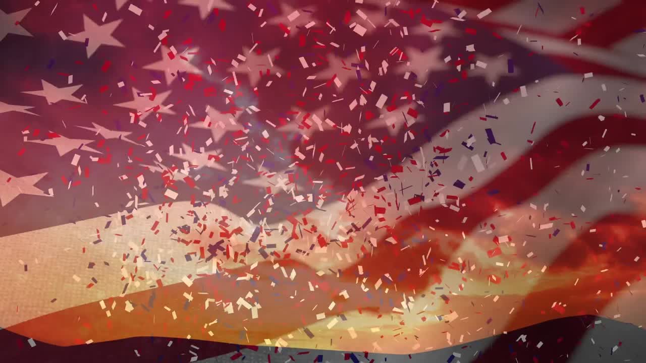 Confetti and American flag