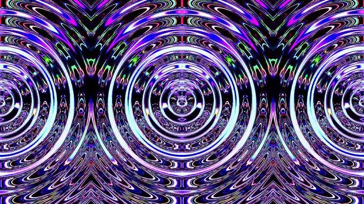 line wave motion, colorful, on a black background