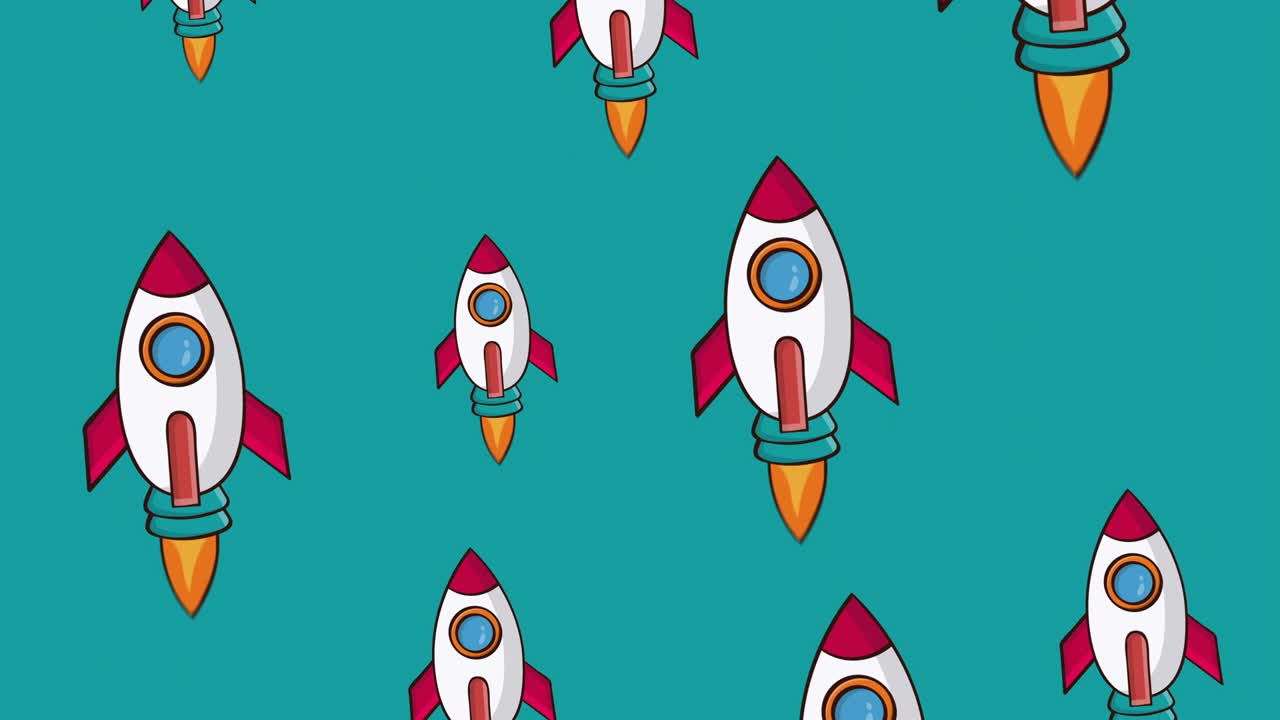 cartoon rockets fly animation.4k video motion graphic animation. pode ser usado para vídeo explicativo.