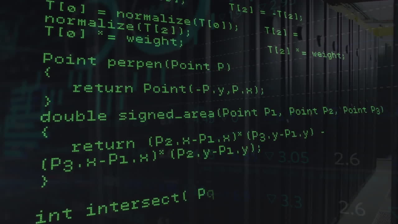 animación del procesamiento de datos a través de servidores informáticos