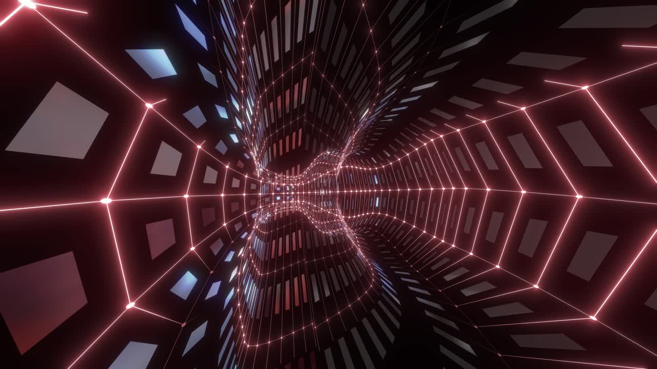 Abstract Futuristic Tunnel with Neon Lights