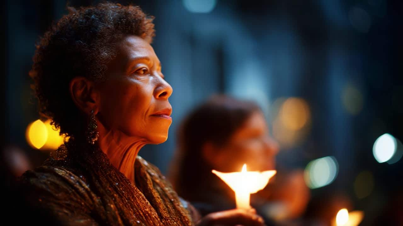 A Moment of Reflection: An Introspective Portrait of a Woman Holding a Candle, Illuminated by Soft Light, Captured in a Serene and Contemplative Setting