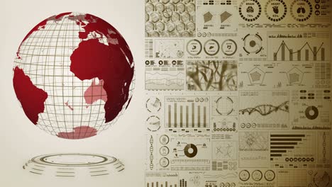 pandemic of infection. global earth with red dots of infection. medical hologram elements of digital data graph. infectious control. cure virus. loop animation.