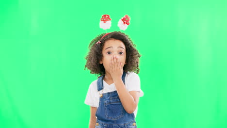 Shock,-face-and-child-in-a-studio-with-green