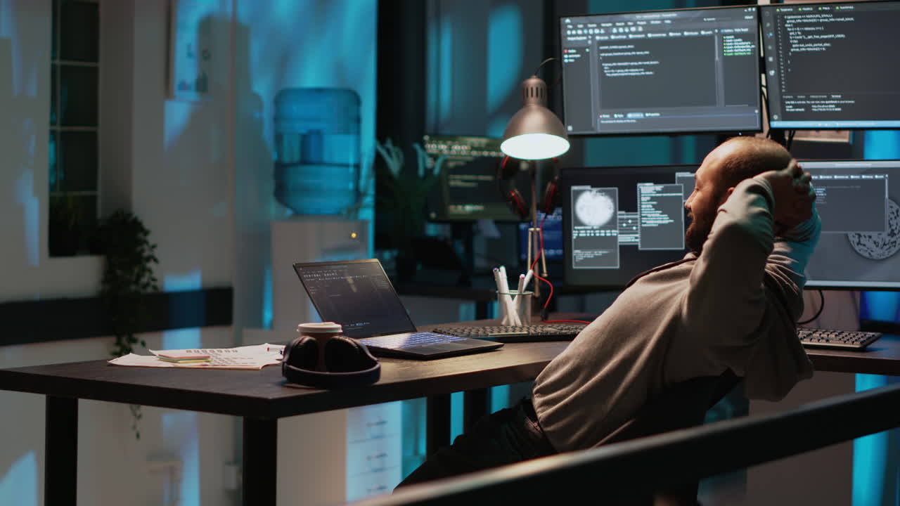 Man working on a computer in an office