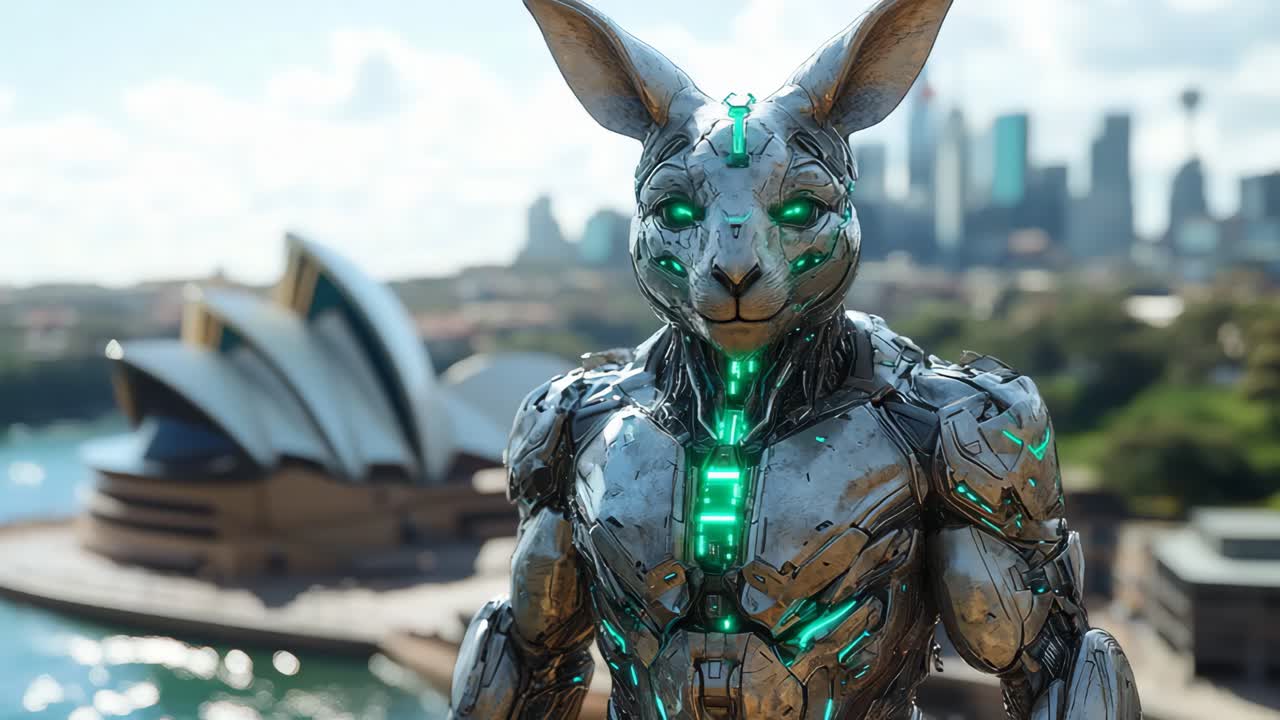 Cyberpunk Kangaroo Robot in Sydney