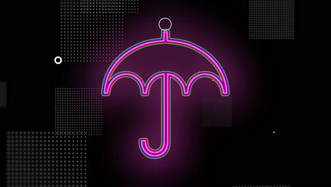 Pulsing-neon-umbrella-icons-pattern-with-led-light-in-casino-style