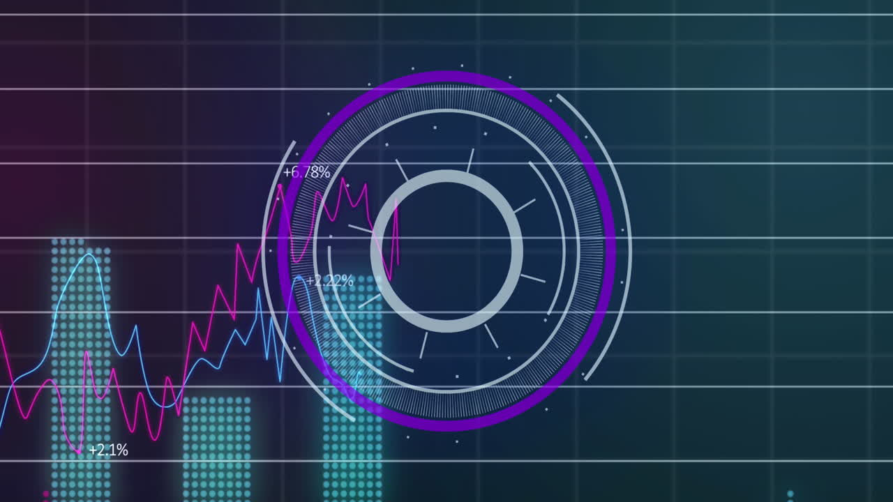 animación del escaneo del alcance y el procesamiento de datos financieros