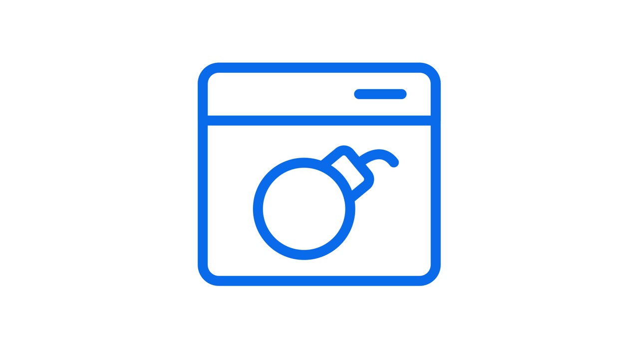 Animated Browser Window with Exploding Bomb Icon
