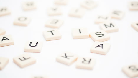 autism spelled out in letter pieces standing up