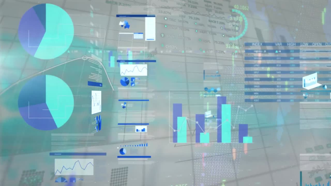 animación del procesamiento de datos financieros sobre un fondo blanco
