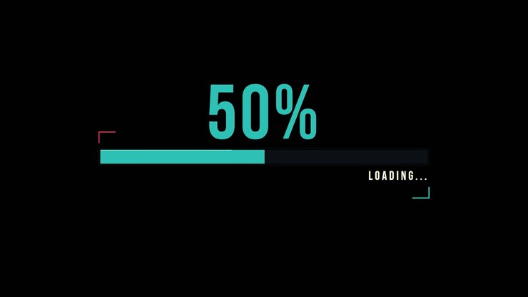 Animazione digitale di una barra di progresso di caricamento su sfondo nero