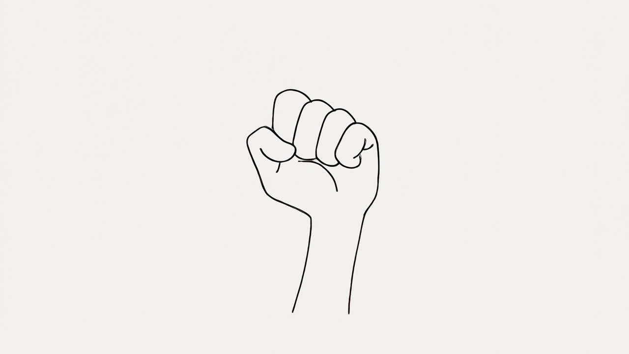 Animated Line Drawing of a Hand Forming a Fist