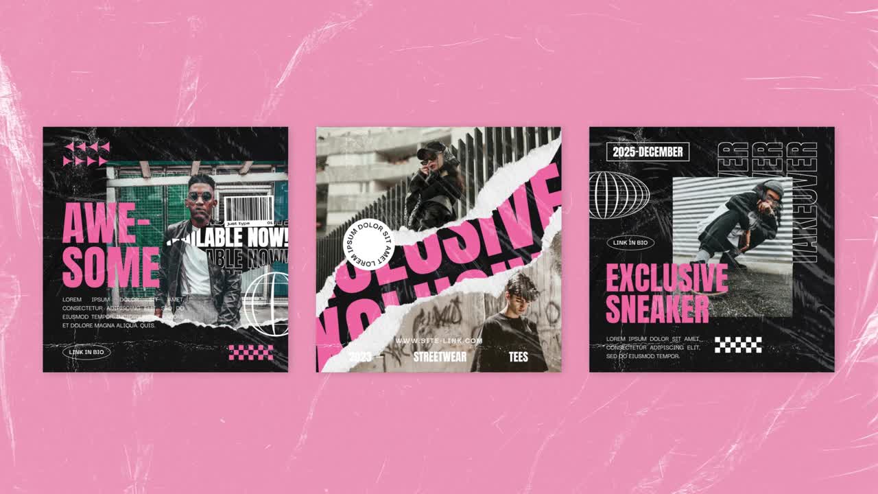 Trendy Fashion Streetwear and Flash Sale Promo Designs