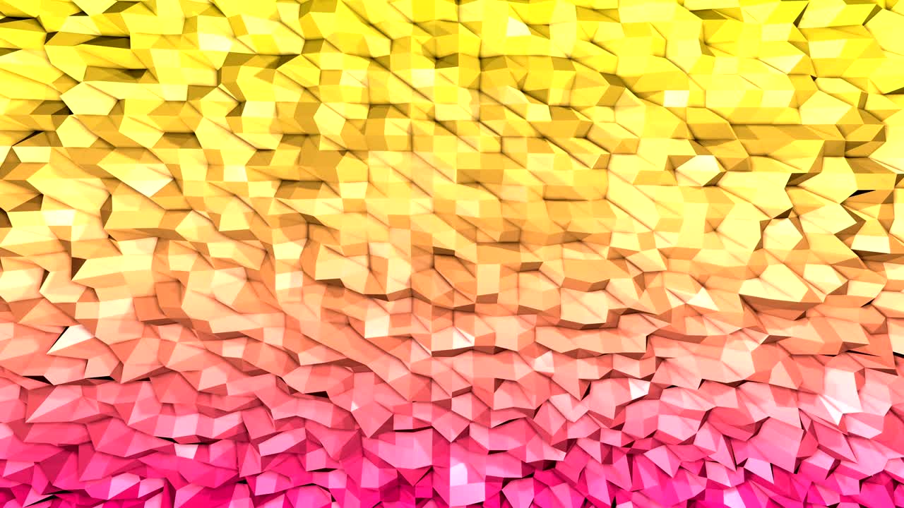fondo en bucle de estilo low poly abstracto. animación 3d sin costuras en 4k. colores de gradiente modernos. superficie roja amarilla low poly v1