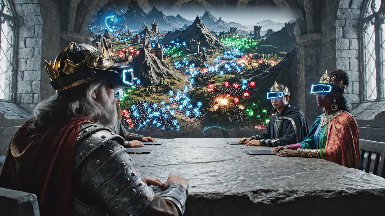 Kings strategizing with virtual reality