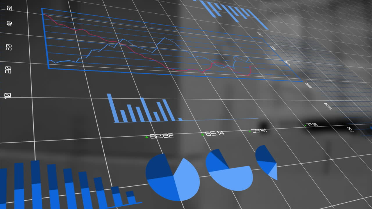 animación de las estadísticas procesamiento de datos financieros sobre el almacén