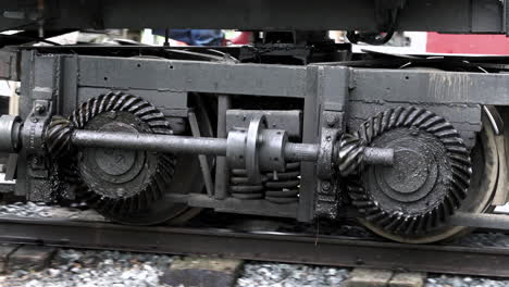 the big iron gears on an historic locomotive