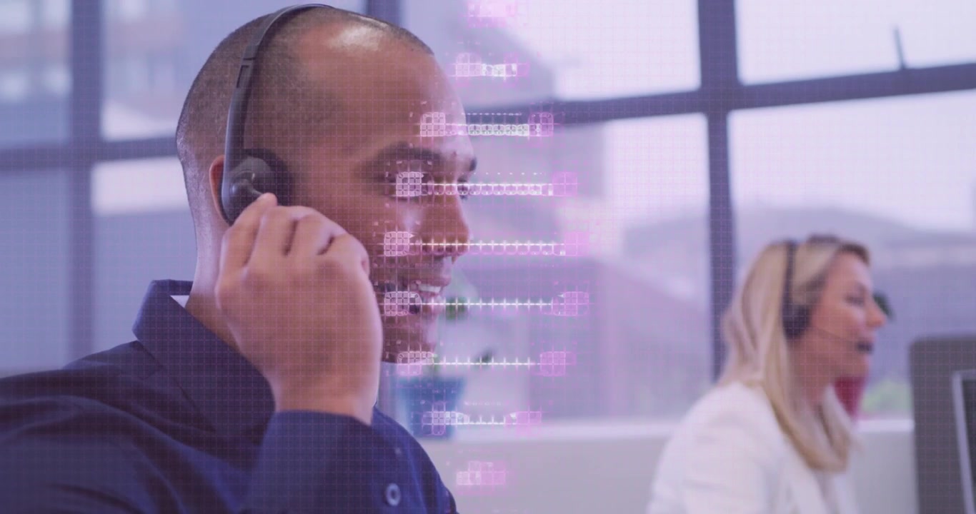 Animation of dna strand over diverse business people