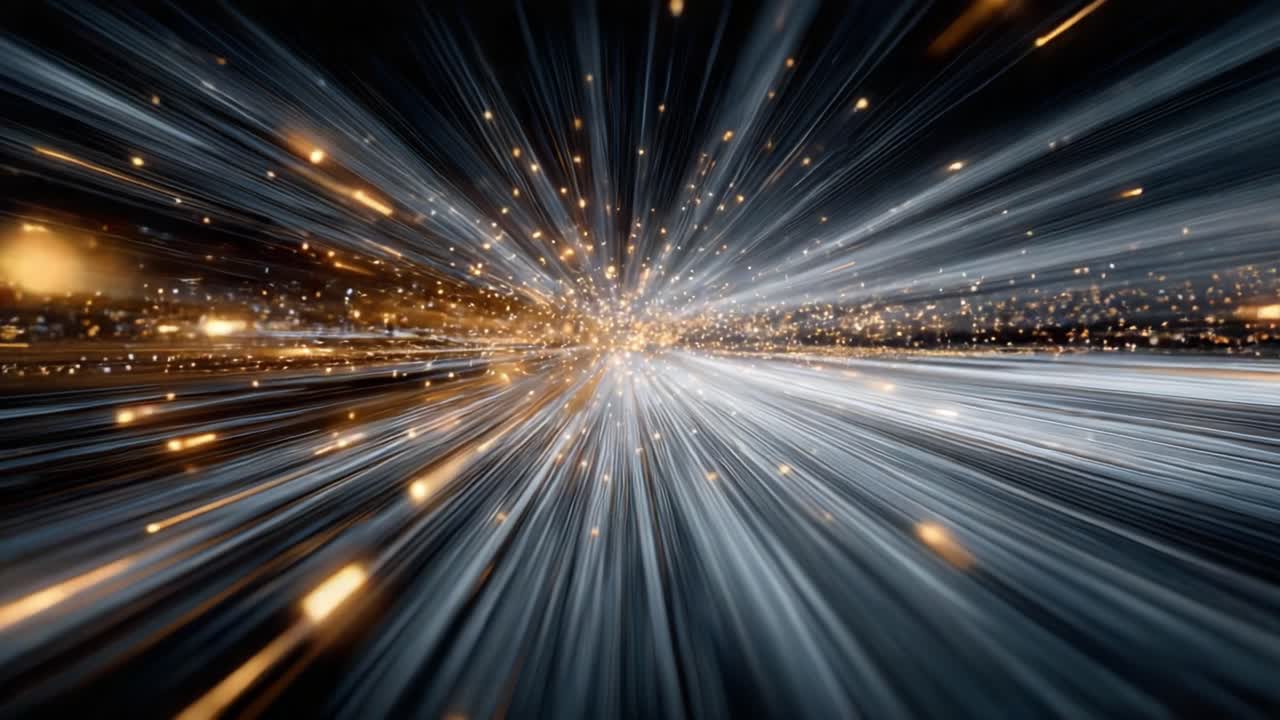 A Stunning Visual Journey Through Dynamic Light and Energy, Capturing the Essence of Motion and Vibrancy in a Cosmic Explosion of Sparkling Particles and Radiant Lines