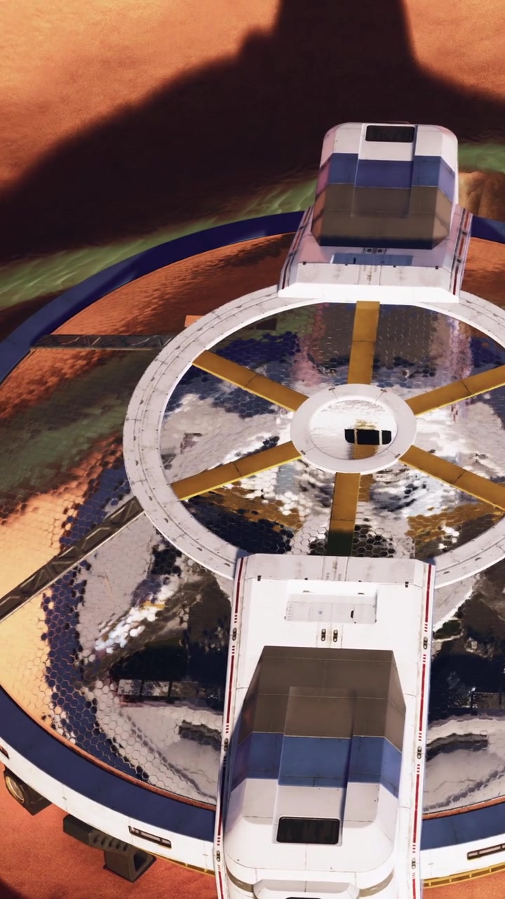 Plataforma de nave espacial ubicada en otro planeta durante una misión de exploración