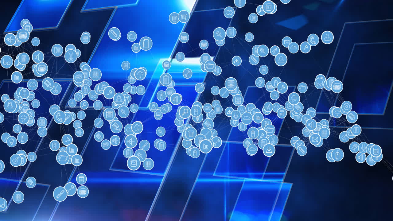 디지털 아이콘으로 연결 네트워크의 애니메이션