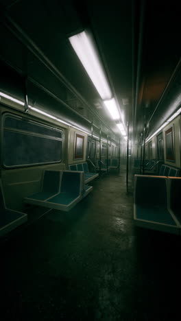 vertical empty metal subway train in urban chicago