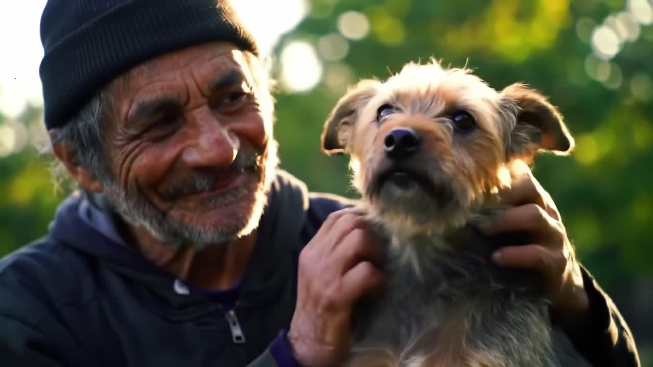 A Heartwarming Moment: The Bond Between an Older Man and His Beloved Dog Captured in Natural Light, Reflecting Love, Companionship, and Joy in Their Shared Time Together