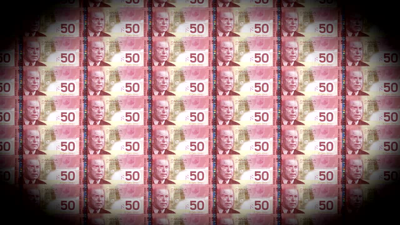 50 캐나다 달러 통화 지폐 루프 인쇄기