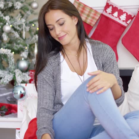 Beautiful-relaxed-woman-celebrating-Christmas