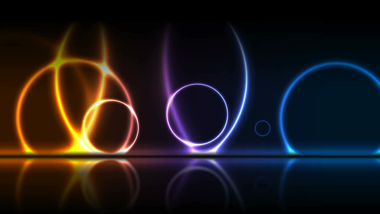 círculos de láser de neón coloridos tecnología fondo de movimiento