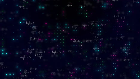 animation of mathematical data processing over black background