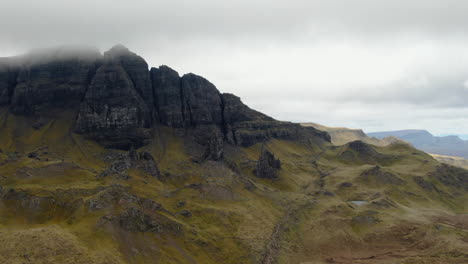 flight over old mand of storr in trotternish peninsula of the isle of skye in scotland