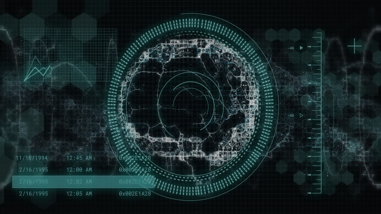animación del cerebro humano y procesamiento de datos digitales sobre fondo negro