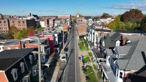 housing in small american city during autumn