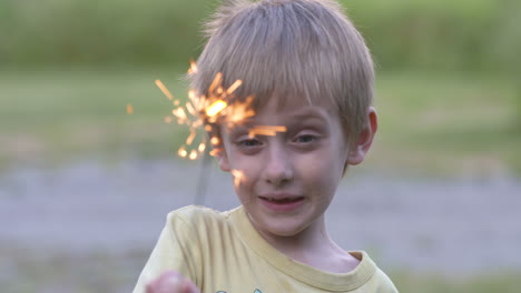 Retrato-De-Un-Adorable-Niño-Jugando-Con-Una-Bengala