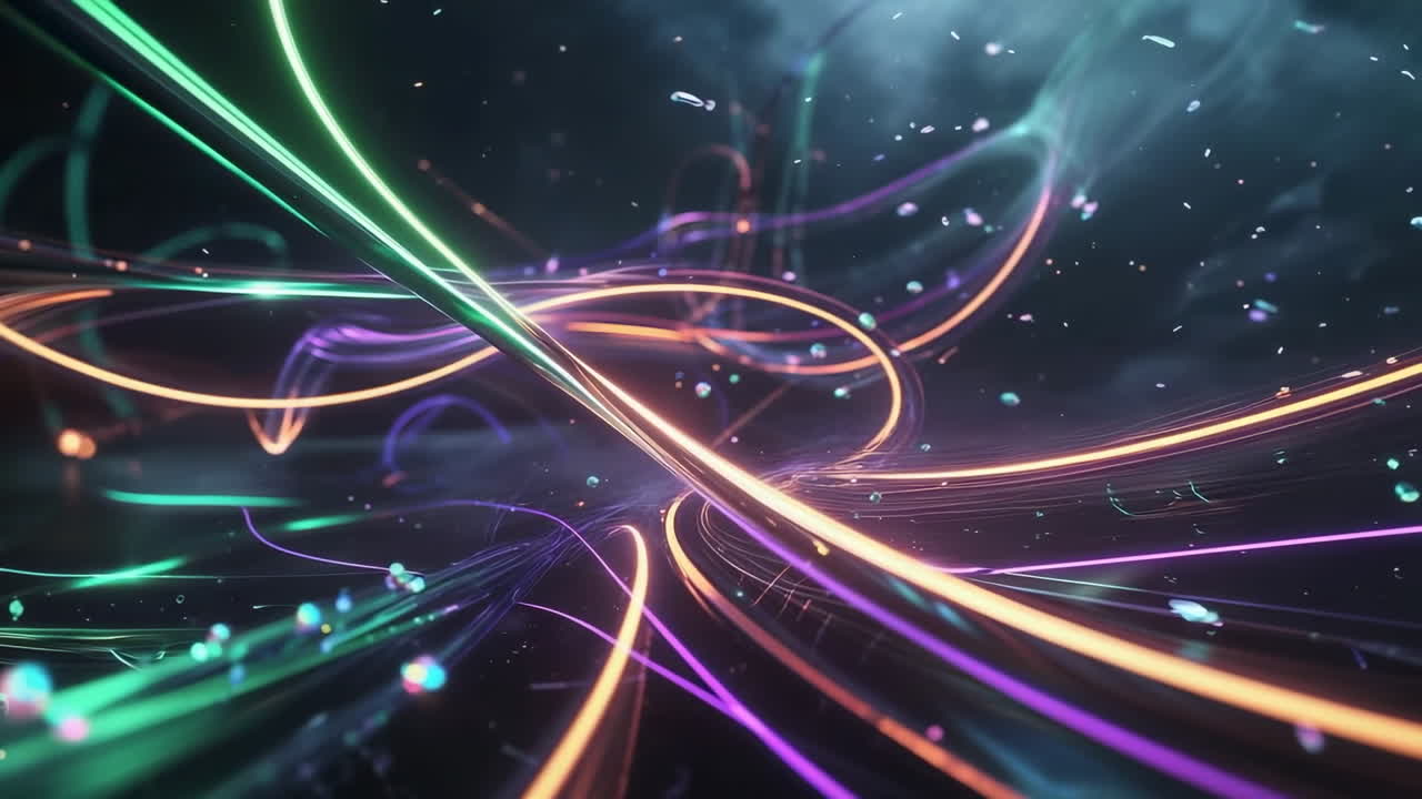 Abstract Neon Light Trails and Data Stream