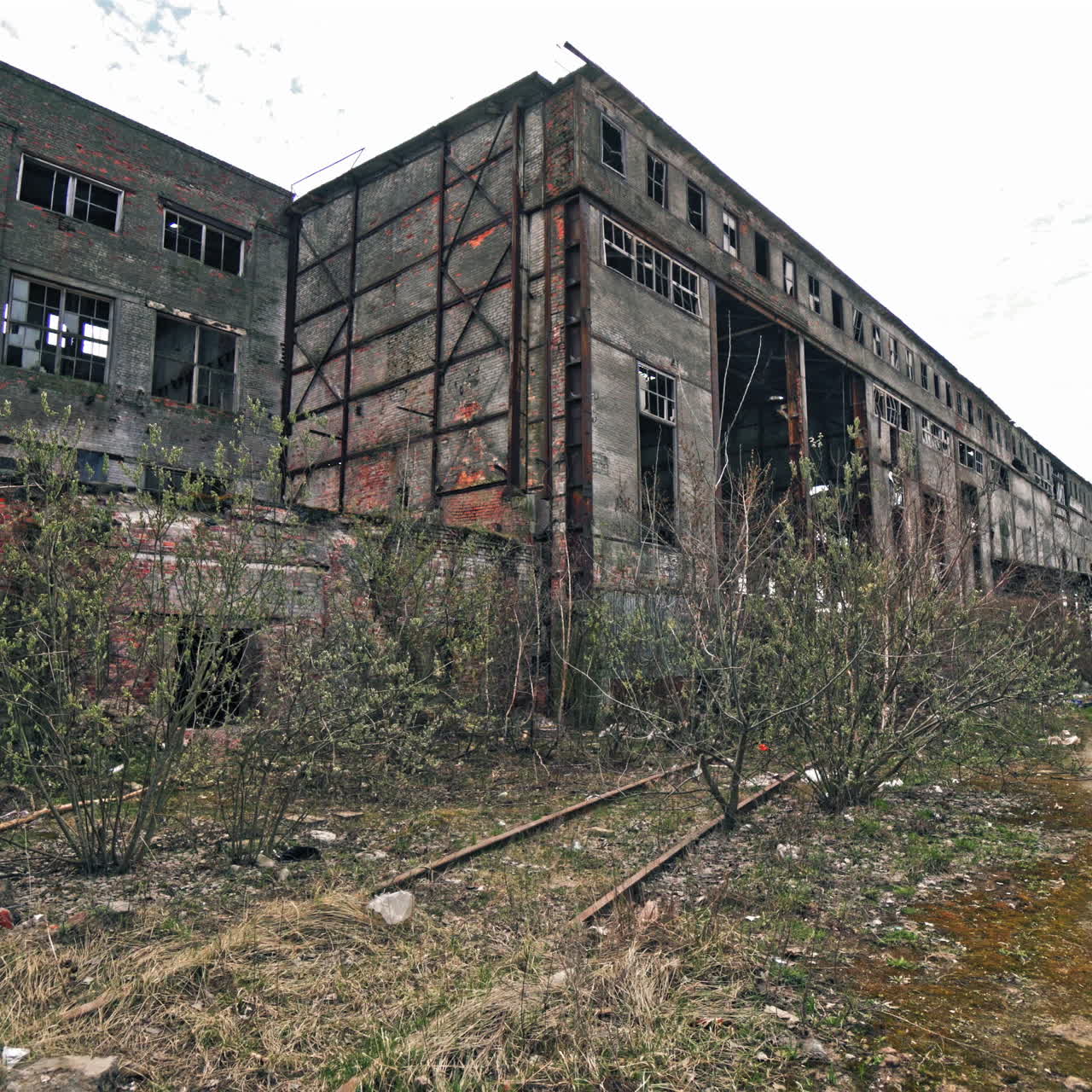 Abandoned factory. Ruins of a very heavily polluted industrial factory