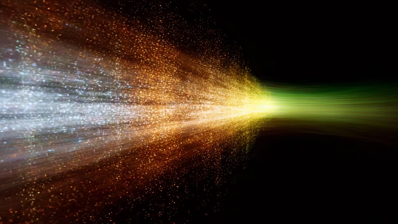 A Stunning Visualization of Light and Color Flowing through Space, Capturing the Dynamic Motion of Energy and the Harmonious Blend of Vibrant Hues Against a Dark Background