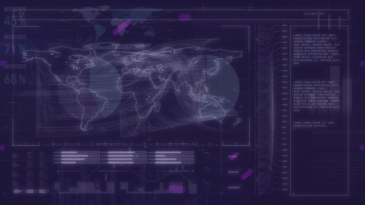 세계 지도를 통해 데이터 처리의 애니메이션